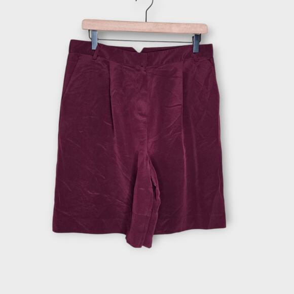 NEW Tibi Women's 100% Silk Plum Pleated Dress Shorts 6 Contemporary Chic - Picture 1 of 6